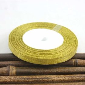 Szatén csillámos szalag 10mm - Arany