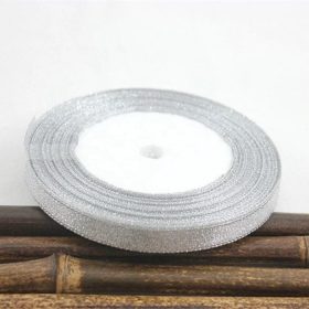 Szatén csillámos szalag 10mm - Ezüst