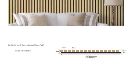 Akusztikus falpanel 60x260cm Fekete tölgy BO01